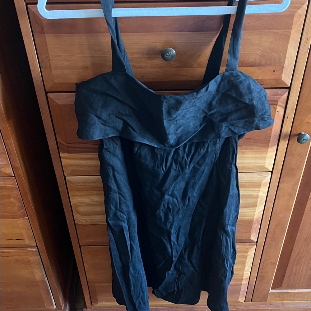 Theory black drape back dress, linen blend, size 12, NWT